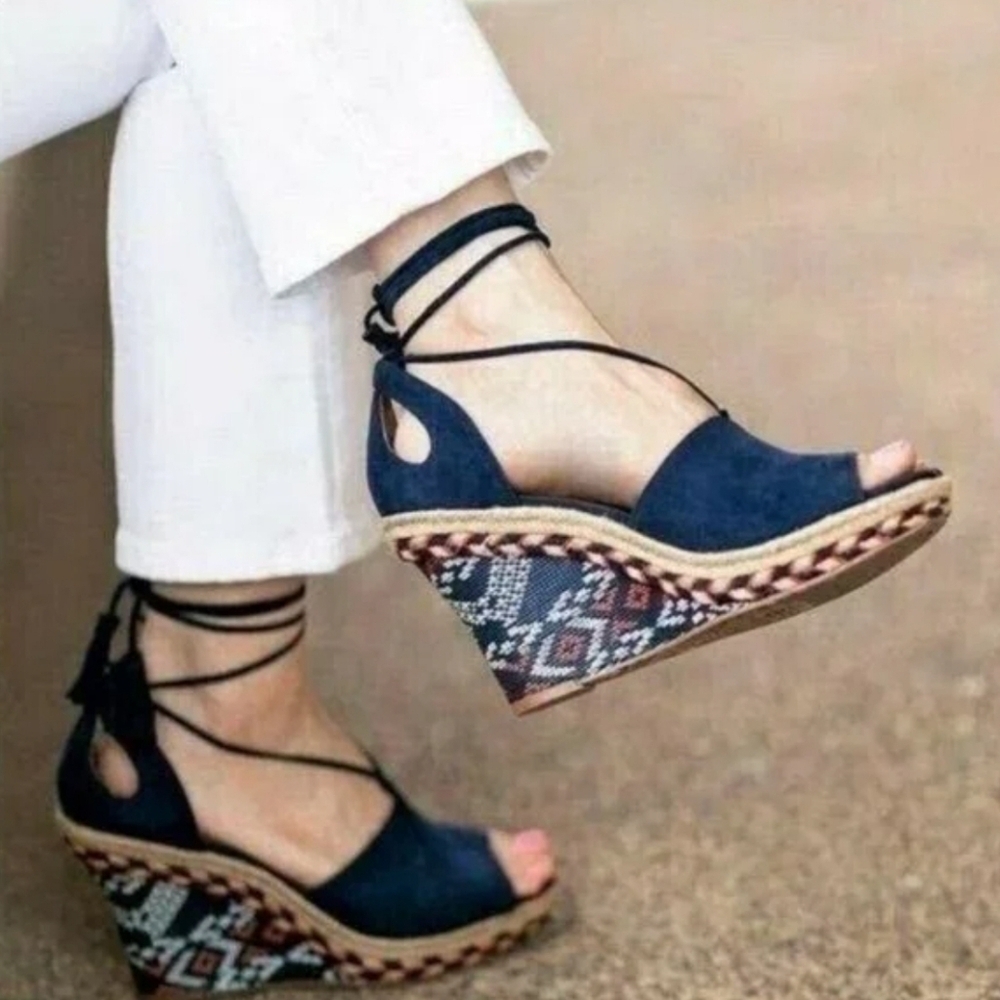 Cabi Isla Leather Espadrille Wedge Sandals